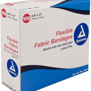 Dynarex 3611 – Adhesive Fabric Bandages, Sterile, 3/4″ x 3″ – Case of 24